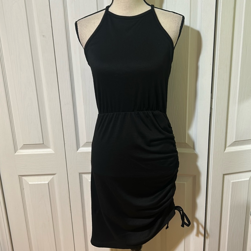 Jessica Simpson Syd Asymmetrical Hem Ruched Side Drawstring Dress